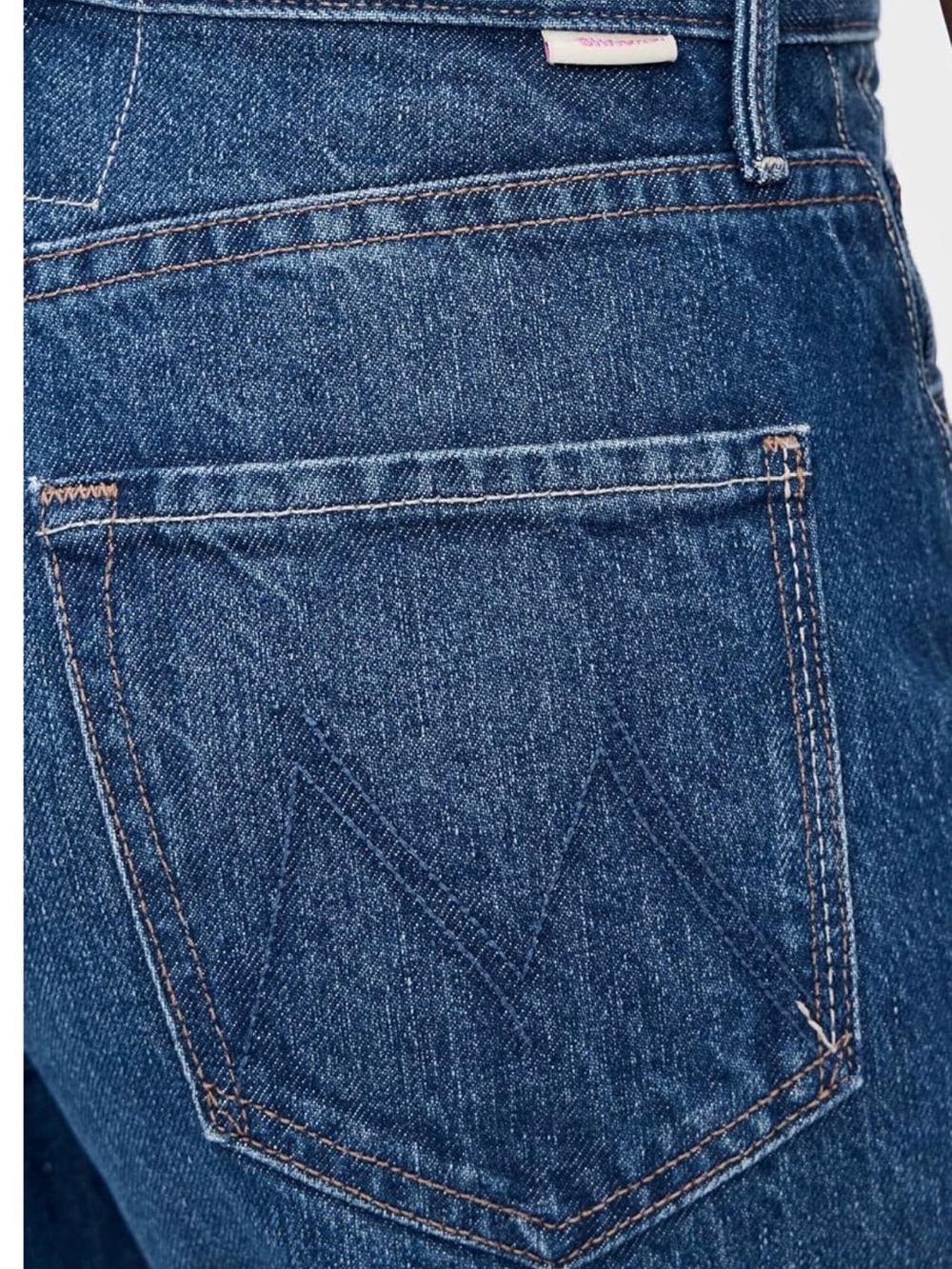 MOTHER High-Rise Wide-Leg Jeans - Dark Blue Denim - Picture 4 of 7